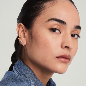 Mejuri Pavé Diamond Huggie U Hoops in 14k Yellow Gold
